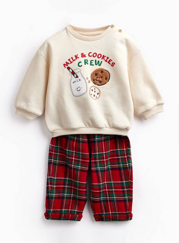 Milk & Cookies Christmas Sweatshirt & Trousers Set Up to 3 mths